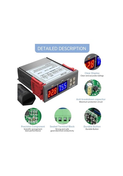 Stc-3028 220v Lcd Ekranlı Problu Termostat Dijital Sıcaklık Kontrol Cihazı