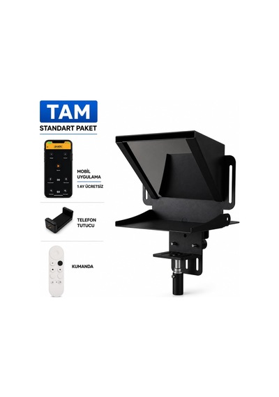 Pratic Teleprompter Tam Set Telefon Ve Kamera İçin Prompter, Bluetooth Kumanda Ve Telefon Tutucu