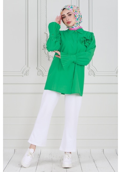 Sevitli Gül Broşlu Kolu Fırfırlı Tunik-benetton Yeşili-3605-benetton Yeşili Benetton Yeşili Sevitli Gül Broşlu Kolu Fırfırlı Tunik-benetton Yeşili-3605-benetton Yeşili Benetton Yeşili