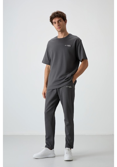 Tommy Life Haki Pamuklu Kalın Yumuşak Dokulu Oversize Fit Nakışlı Erkek Eşofman Takım - 85252 Haki