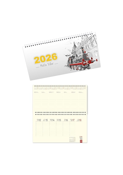 2026 Haftalık Masa Takvimi Masa Sümeni Büyük Boy 33x16 Cm Tek Renk