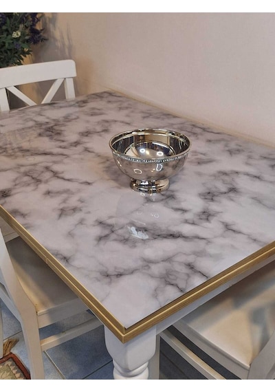 Kalın Pvc Masa Koruyucu 1.2 Mm Mika Örtü, 80 Cm En, Mermer Desen 32pvc-mrm11 Gri