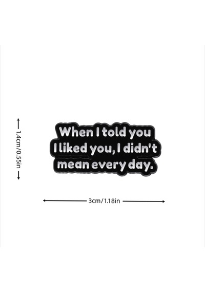 When I Told You, I Liked You, I Didn't Mean Everyday Yazılı Broş