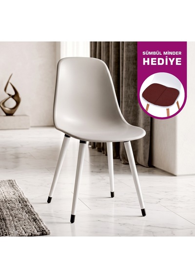 Vilinze Eames Beyaz Ahşap Ayak Plastik Gri Sandalye Eames-beyaz Gri - Beyaz