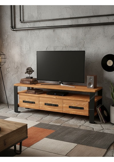 Raweyn Sea Doğal Ahşap Tv Ünitesi - 140cm Açık Ceviz