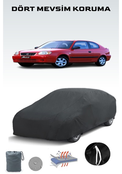 Siyah, Hyundaı Accent 3 Kapılı 2003 - 2006, Araba Brandası, Oto Örtüsü, Araba Çadırı Siyah