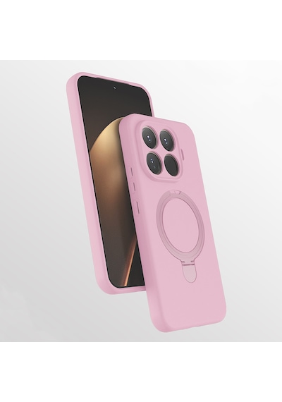Xiaomi 15t Pro Kılıf M-safe Şarj Özellikli Standlı Silikon Samara Kapak Pembe