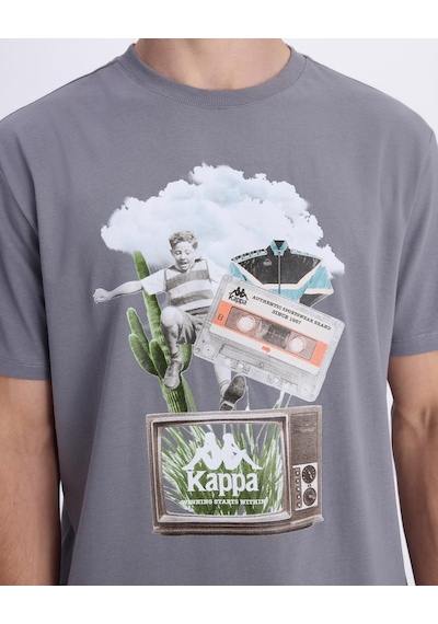 Kappa Authentic Vitor Erkek Gri Regular Tişört