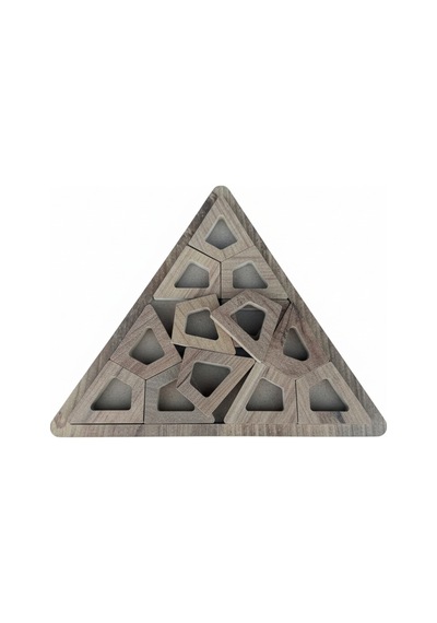Montessori Eğitici Geometrik Puzzle Oyunu - El Yapımı Yapboz Puzzle Seti Kahverengi Üçgen
