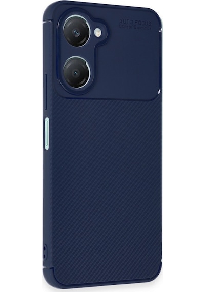 Vivo Y18 Kılıf Focus Carbon Silikon Kapak Lacivert