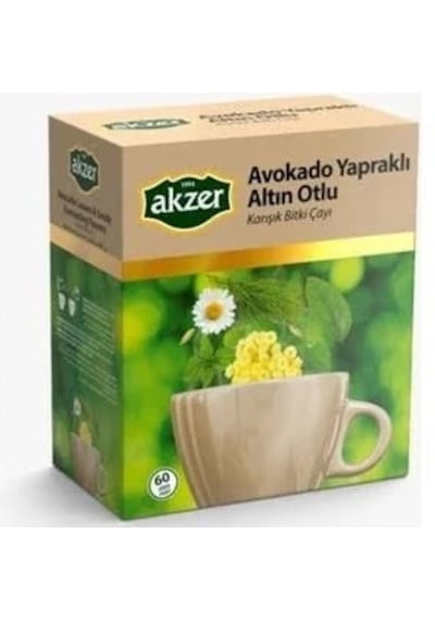 Akzer Avakado Yapraklı Altınotlu Bitki Süzen Poşet Çay 60 x 1.5 G