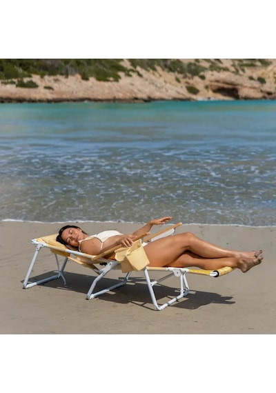 Flamingueo Premium Yüzüstü Kullanıma Uygun Plaj Şezlongu Opal Yellow Sarı