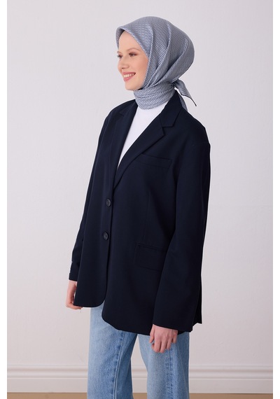 Monogram Desen Saf İpek Twill Eşarp - 2026 İlkbahar-yaz T 4321 Lacivert