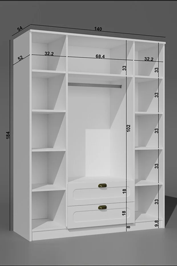 Alya Membran Gardırop Elbise Dolabı Geniş 4 Kapak 2 Çekmece Askılıklı Beyaz - 184 Cm Yükseklik Beyaz Alya Membran Gardırop Elbise Dolabı Geniş 4 Kapak 2 Çekmece Askılıklı Beyaz - 184 Cm Yükseklik Beyaz
