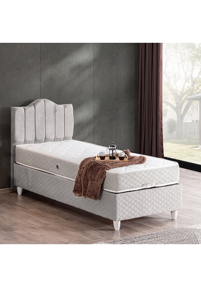 Trend Tek Kişilik Baza Başlık Letto Yatak Seti Gri 100 x 200