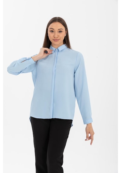 Pera Moda Basic Önü Kısa Arkası Uzun Küçük Ve Büyük Bedenli Jessica Gömlek Mavi