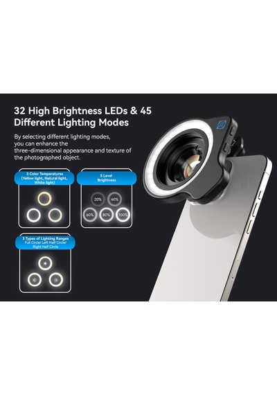 Apexel Hb100ufl 75mm Ultra Macro Lens With Fill Lıght