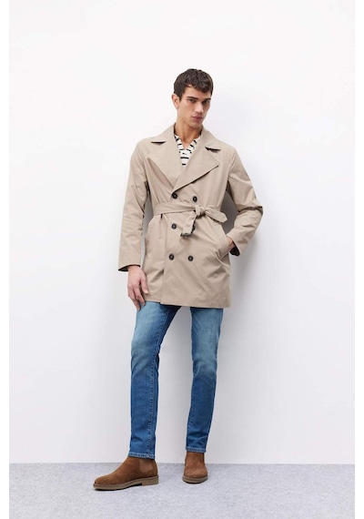DeFacto Slim Fit Dar Kesim Düğmeli Kemerli Trençkot D5528AX25SPBG193 Bej DeFacto Slim Fit Dar Kesim Düğmeli Kemerli Trençkot D5528AX25SPBG193 Bej