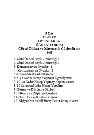 Önel Yayıncılık MiniYUP 5+ Yaş Dikkat ve Matematik Güçlendirme Seti + Kişiye Özel İsimli Harry Potter Kitap Ayracı