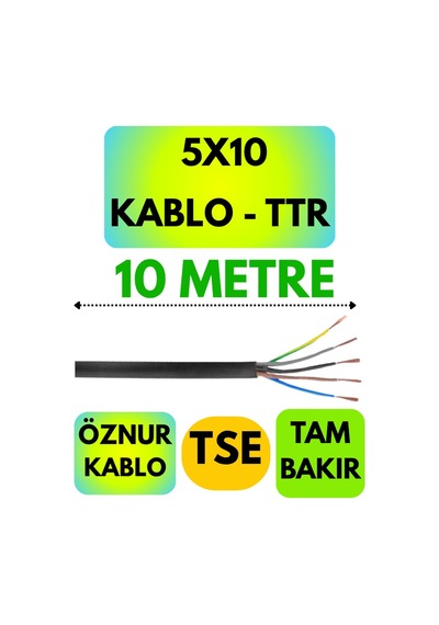 Öznur 5x10 Ttr Kablo Siyah Metre Seçenekli - 10 Metre