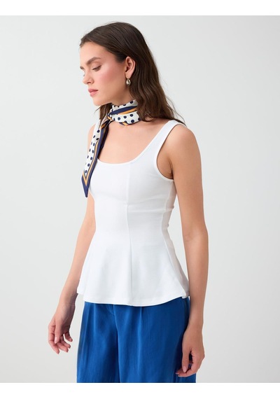 Jimmy Key Beyaz Dar Kesim U Yaka Kolsuz Modal Örme Atlet 6sw017566100