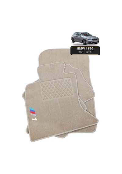 Oto Halı Paspas Seti Bmw 1 F20 2011 2019 Uyumlu Sport Kaymaz & Şık Tasarım - Bej Harfli