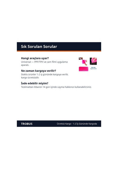 Trobus Ppf/tph Cam Filmi Silikon Rakle Uygulama Aparatı 12x7,5 Cm Pembe