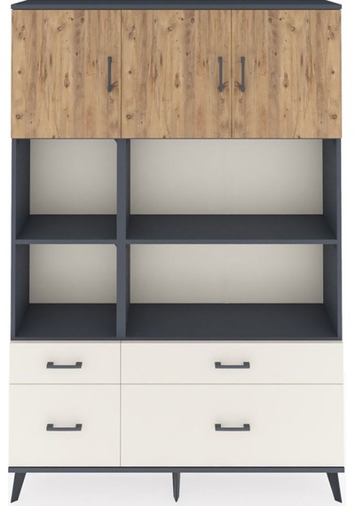 Arges Dolap 8 Raflı 4 Çekmeceli 3 Kapaklı 132x30x195 Antrasit... Antrasit