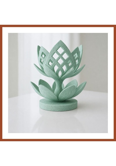 Bezos 3d Baskı Lotus Çiçeği Mumluk - Dekoratif Tealight Mumluk-mint Pro