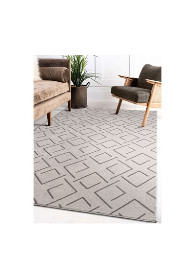 Plato Halı Parantez Sultan Lüks Oturma Odası, Salon, Antre, Yıkanabilir Polyester Kaymaz Taban Gri Halı
