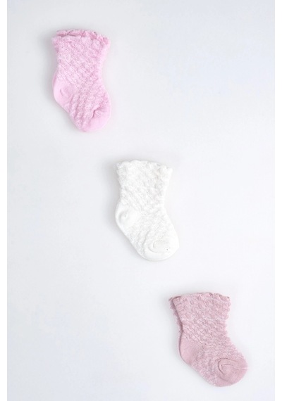 Cocole Socks Kız Çocuk Soket Çorabı 3 Lü Set Pamuklu Klasik Seri & Petek Örgü Desenli Çok Renkli