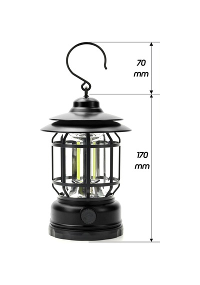 Led Şarjlı Kamp Lambası Işık Dimmer Ayarlı Askılı Portatif Işıldak El Feneri Gece Lamba Siyah Pr20 Siyah
