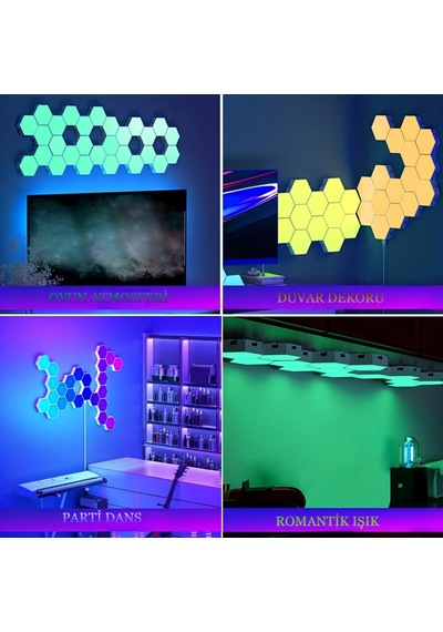 Rgb Led Akıllı Altıgen Gece Lambası Kumandalı Gece Işığı RGB