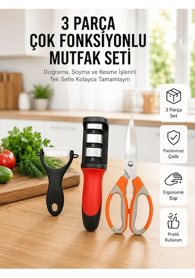 Çok Fonksiyonlu Mutfak Makas Seti Pratik Mutfak Yardımcısı Yeni Nesil Sarı