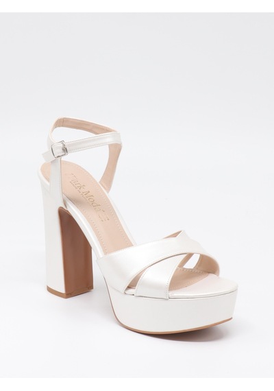 Nesil Shoes Carel 3026 Sedef Çapraz Platform Kadın Sandalet