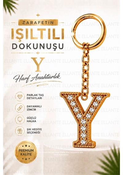 Kişiye Özel Harf Anahtarlık Altın Renk Zirkon Taşlı Şık Çanta Süsü Anahtar Aksesuarı Hediyelik Harf 39318816