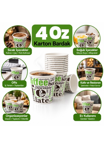 4 Oz Karton Bardak 1000 Adet Tek Kullanımlık Kağıt Bardak Kahve Çay Türk Kahvesi Bardağı
