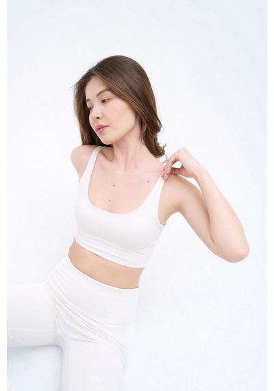 Normal People Nysa - Sporcu Bra Şeftali Dokulu Peach Skin Kumaş Beyaz