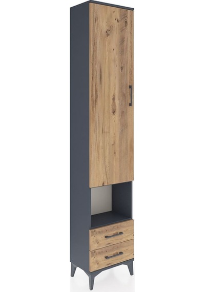 Arges Dolap 3 Raflı 2 Çekmeceli Tek Askılı 44x30x221 Antrasit-çam Antrasit