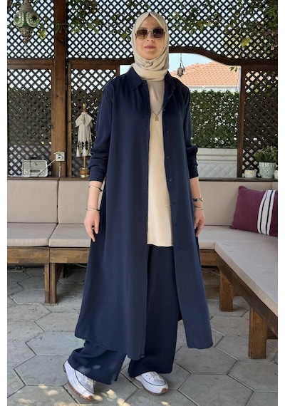 Rabia Şamlı Elif Pantolonlu Takım Lacivert Normal