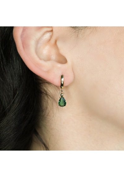 Kayra Mücevher Peridot Damla Taşlı Altın Küpe Ahk11