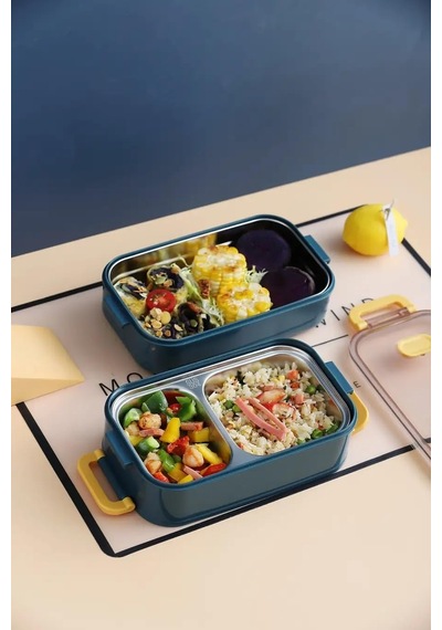 Vagonlif Çift Katmanlı Paslanmaz Çelik Beslenme Kabı-1400 Ml Beslenme Kutusu Lunch Box Pembe Çok Renkli