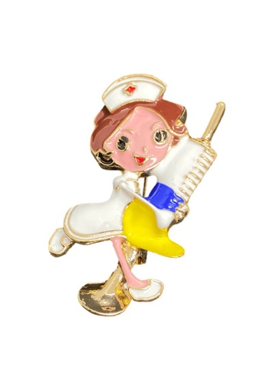 Sevimli Hemşire Model Parlak Bijuteri Broş Şirin Ve Şık Aksesuar Beyaz