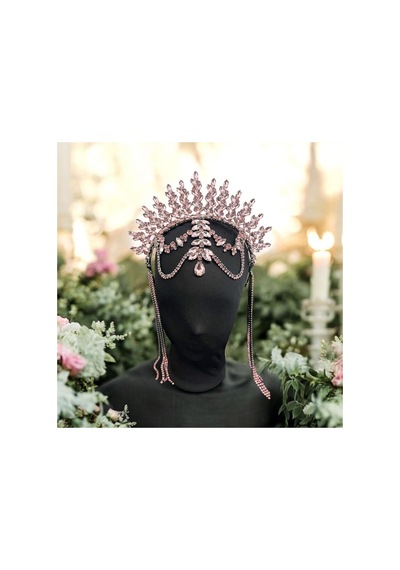 Alınlıklı Taç Büyük Gelin,kına,nişan,söz,after,bride,party Taç Pembe - 694987365 Pembe