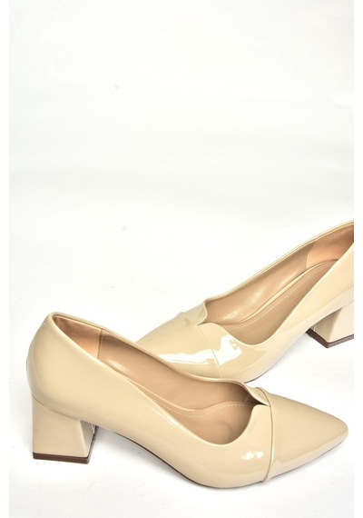 Fox Shoes U820620008 Bej Rugan Kalın Topuklu Kadın Ayakkabı Bej