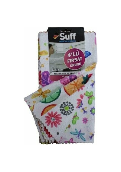 Suff Çiçek Sepeti Mikrofiber Temizlik Bezi 4'lü 32 x 32 CM