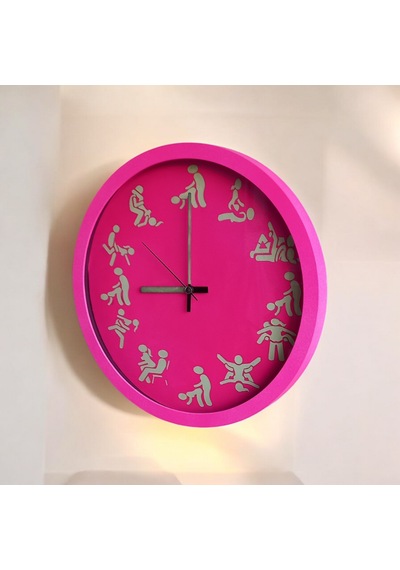 Kamasutra Fosforlu Magenta Pembe Duvar Saati Camlı Çap 28 Cm Pembe