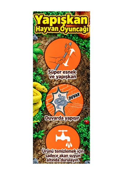 Süper Esnek Uzayan Yapışkan Yılan 45 Cm Duvara Yapışan Stres Oyuncağı