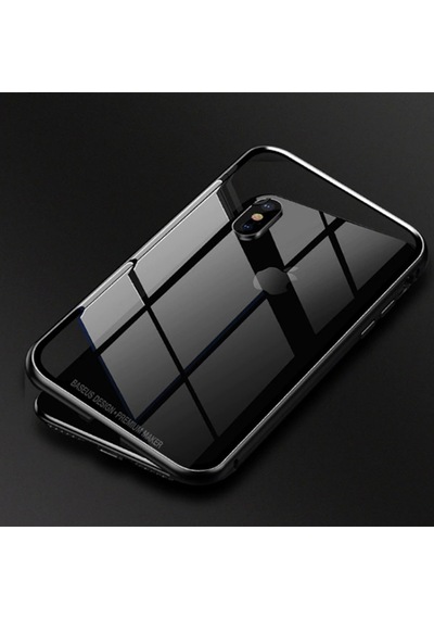Baseus Apple Uyumlu iPhone Xs Max Arkasi Cam Manyetik Metal Frame Kilif 119550739 - Renk / Gümüs