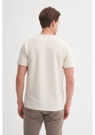 Cazador 4202 Erkek Bisiklet Yaka T-shirt Bej
